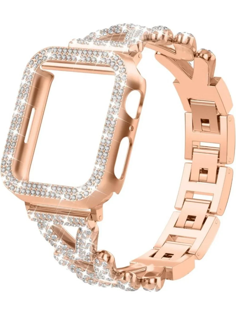 Rhinestone Metal Bracelet & Case for Apple Watch 38mm-49mm - Bling Gold Women's